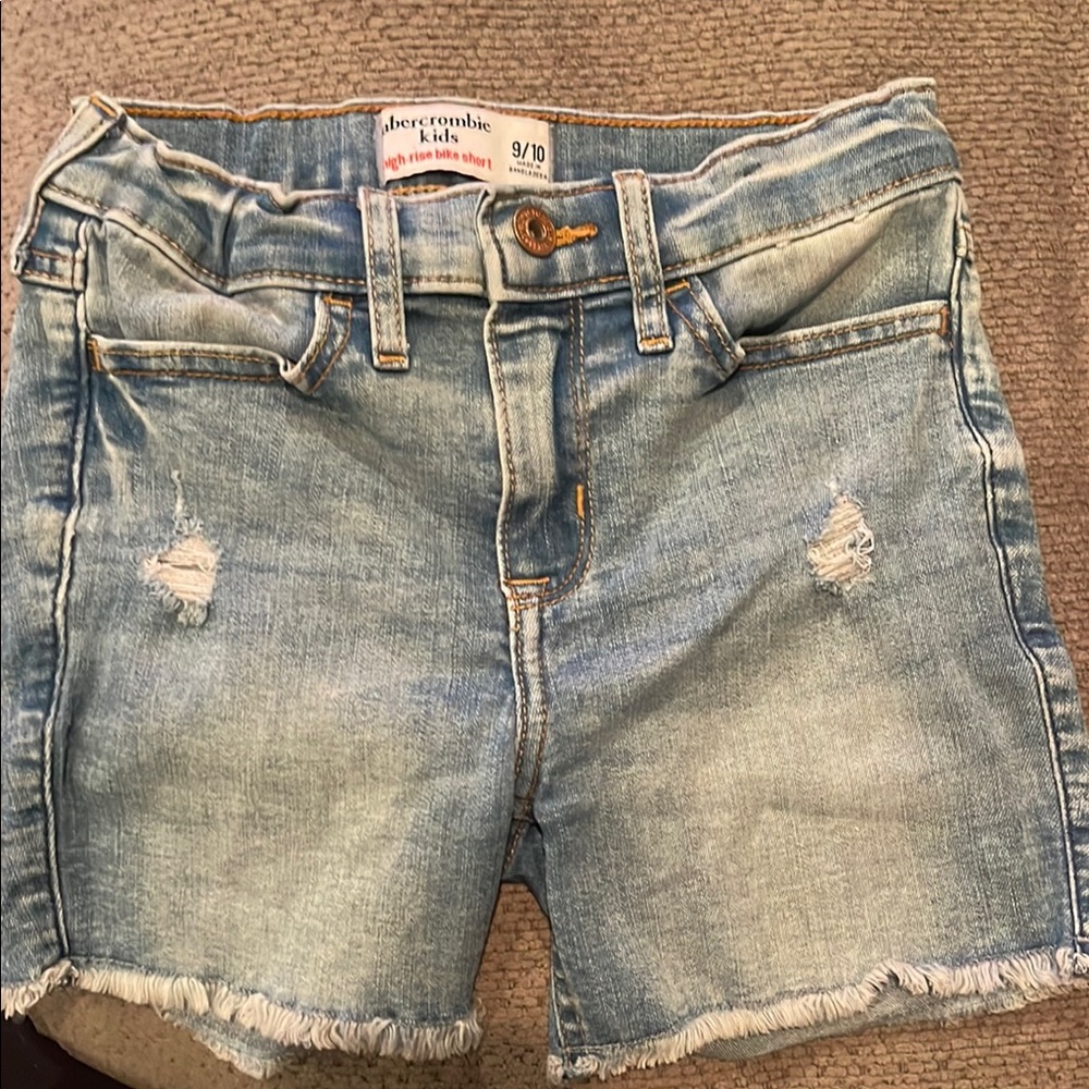 Abercrombie Kids Blue Jean Shorts Distressed Raw Hem